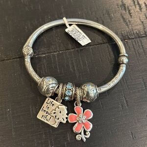 NWT Brighton Life Is Beautiful Charming Flower Beads Charm Bracelet Magnetic‌‌
